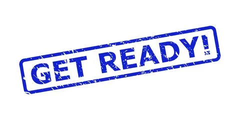 GET READY! Seal with Distress Surface and Rounded Rectangle Frame Stock Illustration