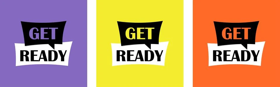 Get ready set of posters woth different colour Ilustração Stock