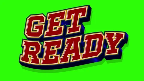 Get ready sign looping animation on green background Stock Footage 340455294