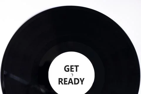 Get ready symbol. Concept words Get ready on beautiful black vinyl disk on .. Stock Photos