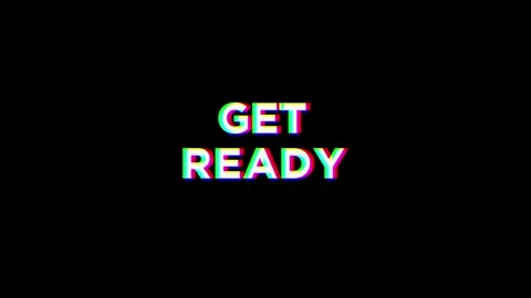 Get Ready text animation with glitch Effect isolated on black background Stock Footage 321469549