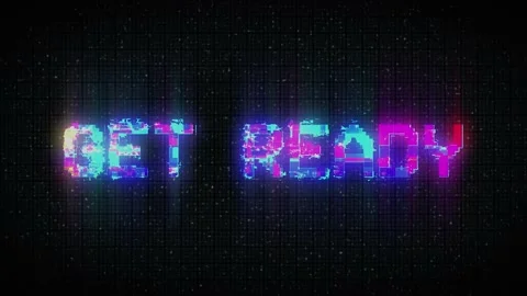 GET READY text with glitch background concept for video games screen.  Stock Footage 233007359