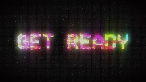 GET READY text with glitch background concept for video games screen.  Stock Footage 233007654