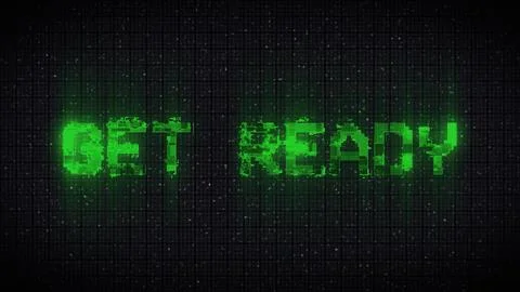 GET READY text with glitch background concept for video games screen.  Stockillustratie