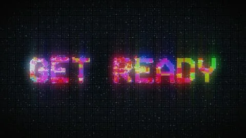 GET READY text with glitch background concept for video games screen.  스톡 일러스트