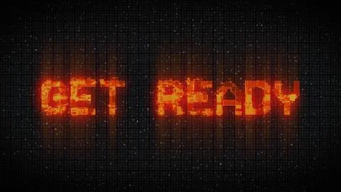 GET READY text with glitch background concept for video games screen.  库存插图