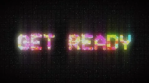 GET READY text with glitch background concept for video games screen.  스톡 일러스트