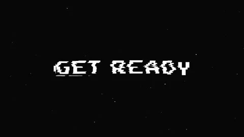 Get ready text with glitch screen effects on a black background. Stock Footage 150772134