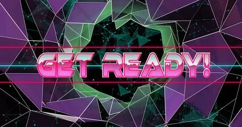 Get Ready! text image over network of connections and data points Stock Illustration