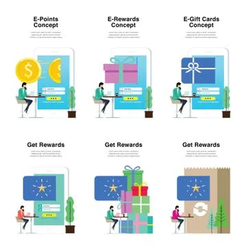 Get Rewards, E-Rewards, E-Points &amp; E-Gift Concept Stock Illustration