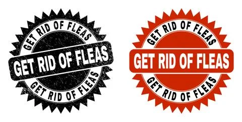 GET RID OF FLEAS Black Rosette Watermark with Rubber Style 스톡 일러스트