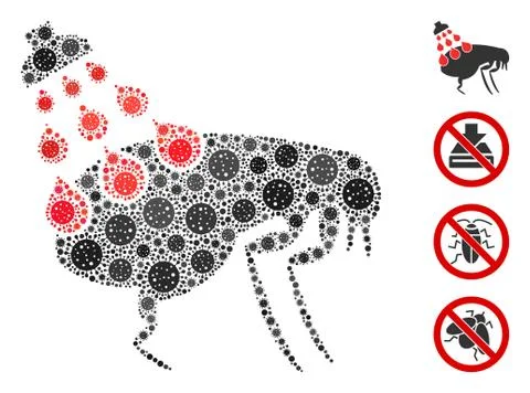 Get Rid of Fleas Collage of Covid Virus Elements 스톡 일러스트