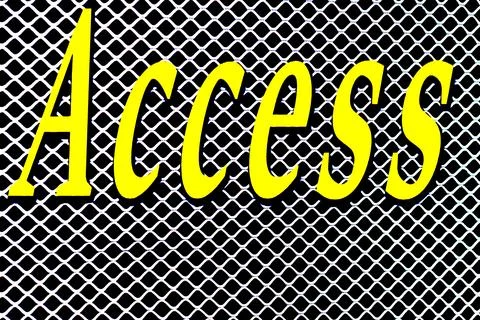 Get something.Yellow Access sign on grey metal mesh Stock Illustration