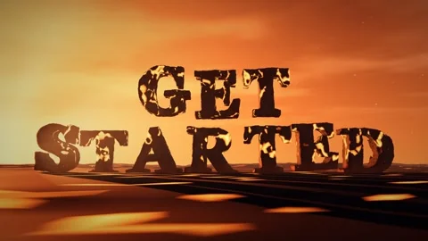 Get Started Basalt Letters with Molten Lava Glowing in the Cracks on a Volcanic Stock Footage 342220471