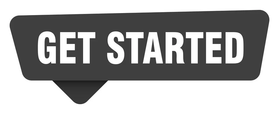 Get started black sign isolated on transpatent background. get started sticke Stock Illustration