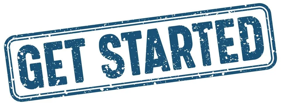 Get started blue grunge stamp with no background. get started stamp Stock Illustration