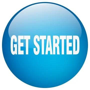 Get started blue round gel isolated push button Stock Illustration