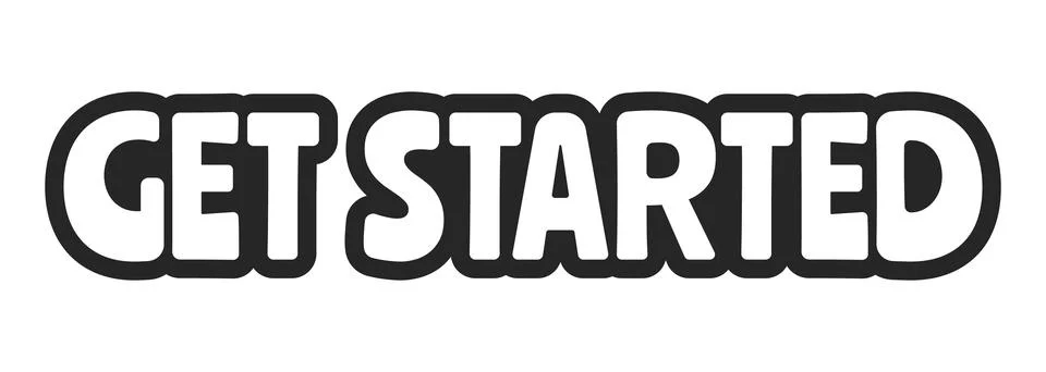 Get started bold outline call to action sticker Stock Illustration