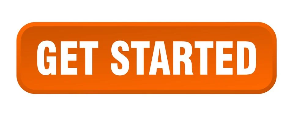 Get started button. get started square 3d push button Illustrazione stock