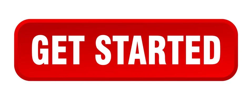 Get started button. get started square 3d push button Illustrazione stock