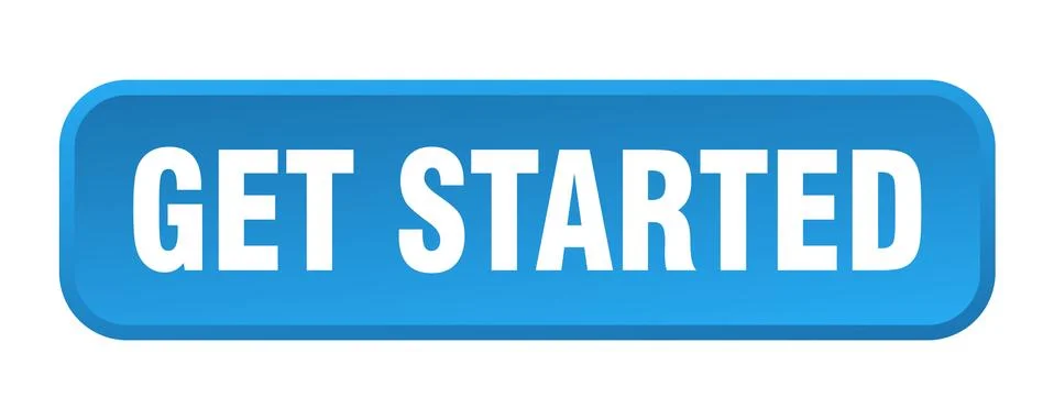 Get started button. get started square 3d push button Illustrazione stock