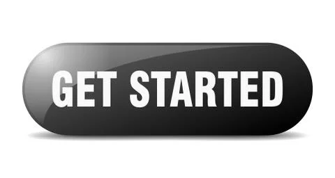 Get started button. get started sign. key. push button. Illustrazione stock