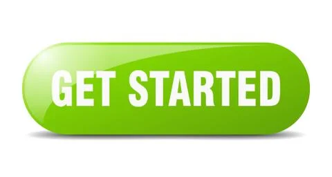 Get started button. get started sign. key. push button. Illustrazione stock