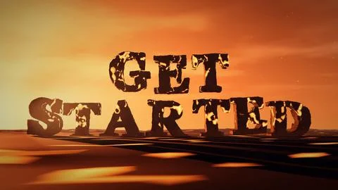 Get Started Cracked 3D Stone Text with Molten Lava Stock Illustration