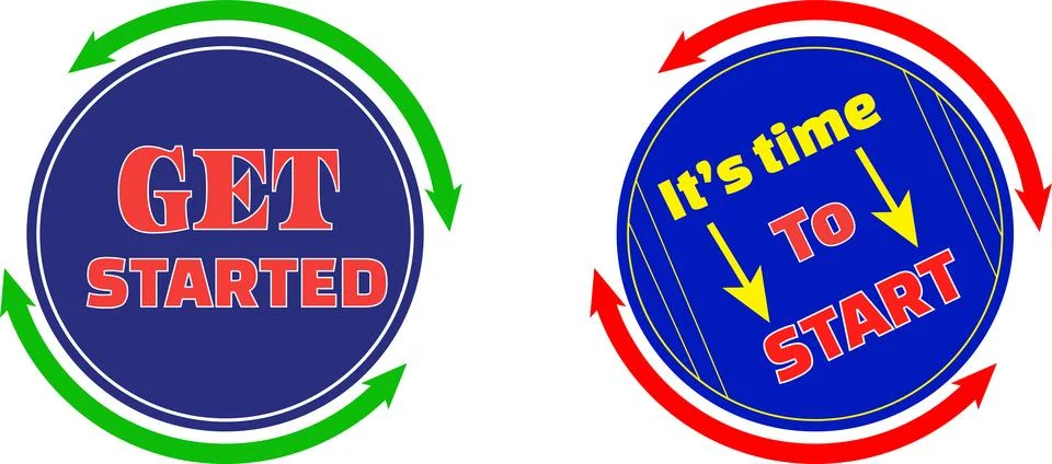 Get started CTA badge circular vector icon for onboarding and landing pages Stock Illustration