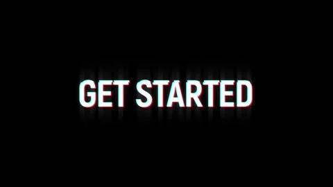 Get started glitch Graphic vintage twitched text effect 4k video animation Video stock 312973724