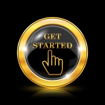 Get started icon. Internet button on black background. EPS10 vector. Stock Illustration