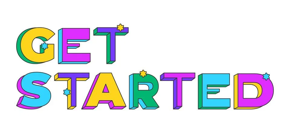 Get started playful 3D text design Stock Illustration