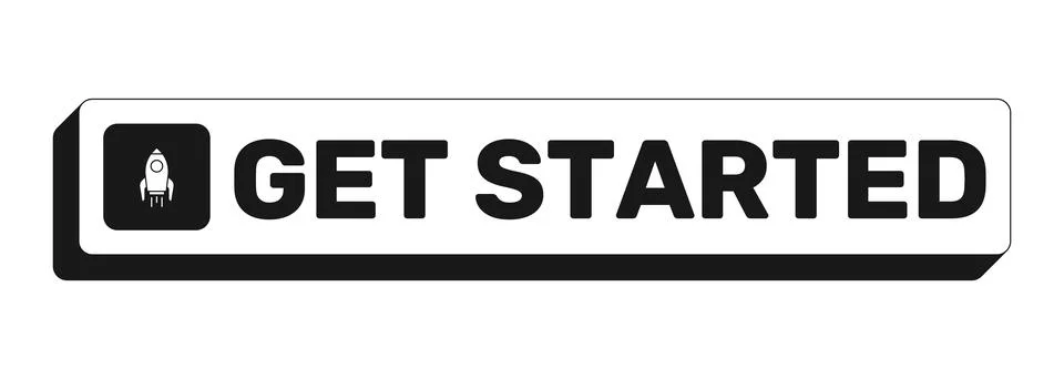 Get started rectangle UI web button Stock Illustration