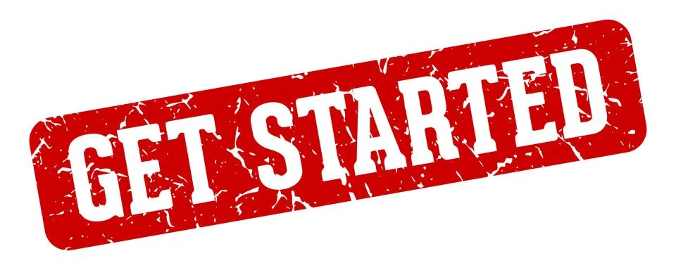 Get started rectangular sign. get started stamp Stock Illustration
