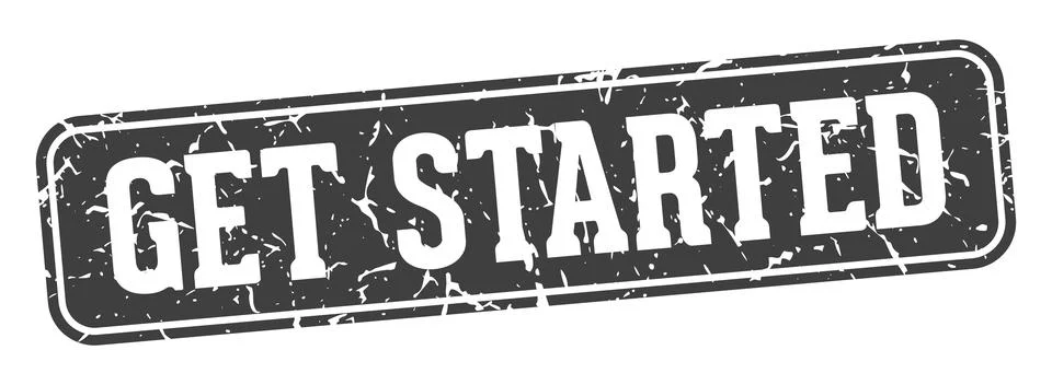 Get started rectangular sign. get started stamp Stock Illustration