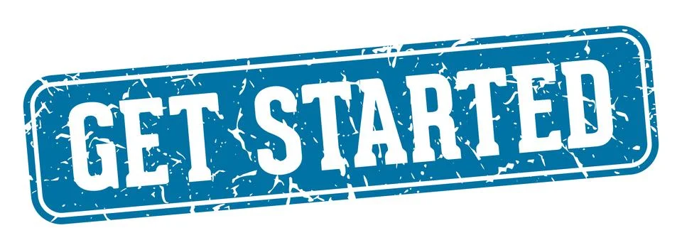 Get started rectangular sign. get started stamp Stock Illustration