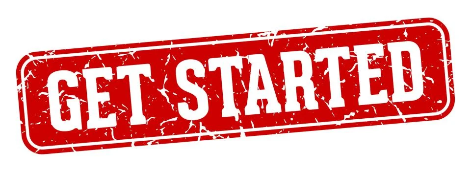 Get started rectangular sign. get started stamp Illustrazione stock