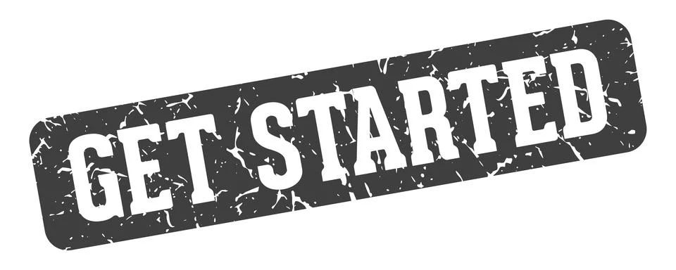 Get started rectangular sign. get started stamp Stock Illustration