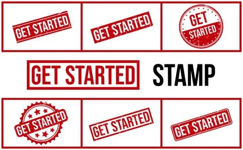 Get Started Rubber Stamp Set Vector Stock Illustration