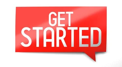 Get started - speach bubble - 3D illustration Stock Illustration