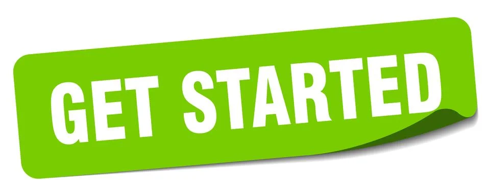 Get started sticker. get started label Stock Illustration