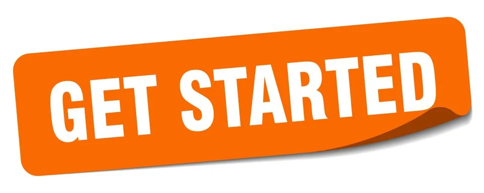 Get started sticker. get started label Stock Illustration