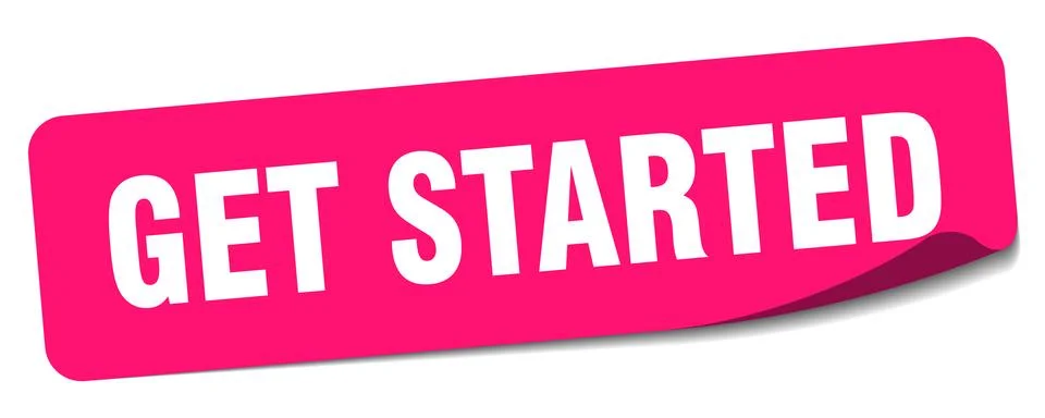 Get started sticker. get started label Stock Illustration