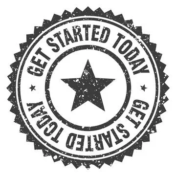Get started today black grunge round stamp. get started today stamp Stock Illustration