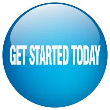 Get started today blue round gel isolated push button Stock Illustration