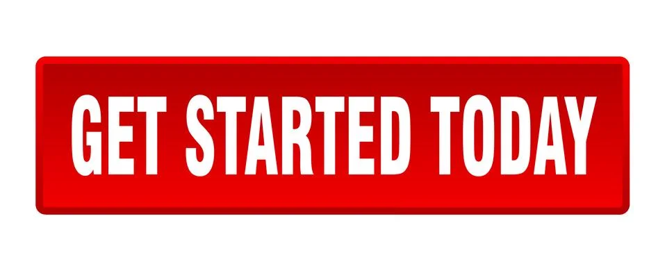 Get started today button. get started today square red push button Illustrazione stock