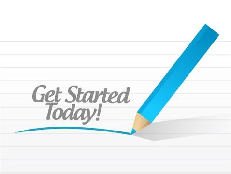 Get started today message illustration design Illustrazione stock