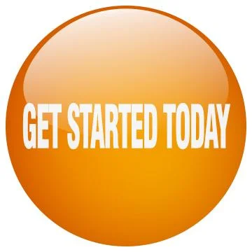 Get started today orange round gel isolated push button Stock Illustration