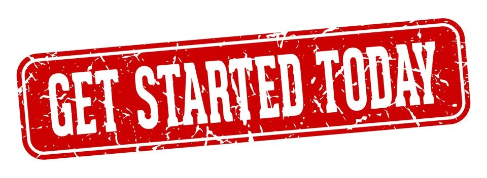 Get started today rectangular sign. get started today stamp Stock Illustration