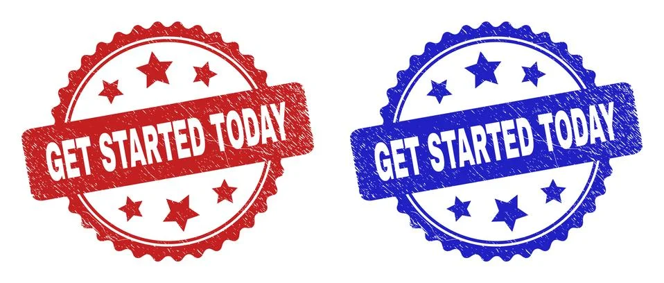 GET STARTED TODAY Rosette Seals with Grunge Surface Stock Illustration